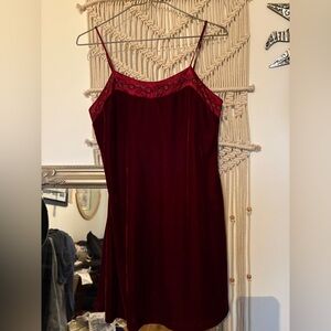 Elegant Red Velvet Slip Dress